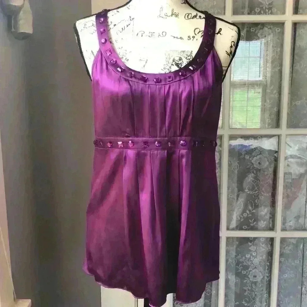 Express Satin, jewel embellished, empire waist top